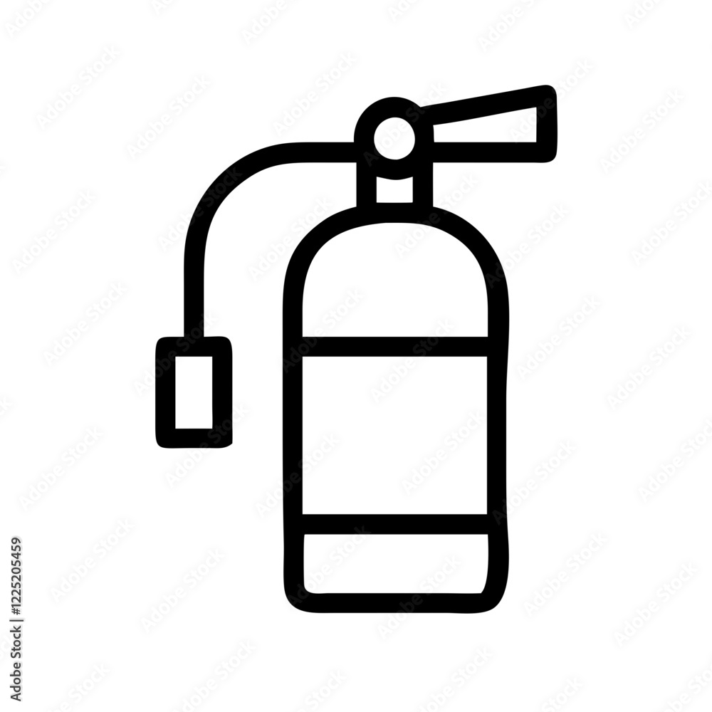 Fire extinguisher icon, minimalistic style, black outline, usable for safety themes Fire extinguisher icon, minimalistic style, black outline, usable for safety themes