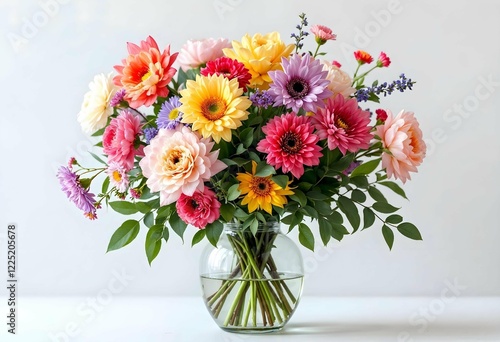 Wallpaper Mural Vibrant mixed flower bouquet in glass vase with roses and gerberas Torontodigital.ca