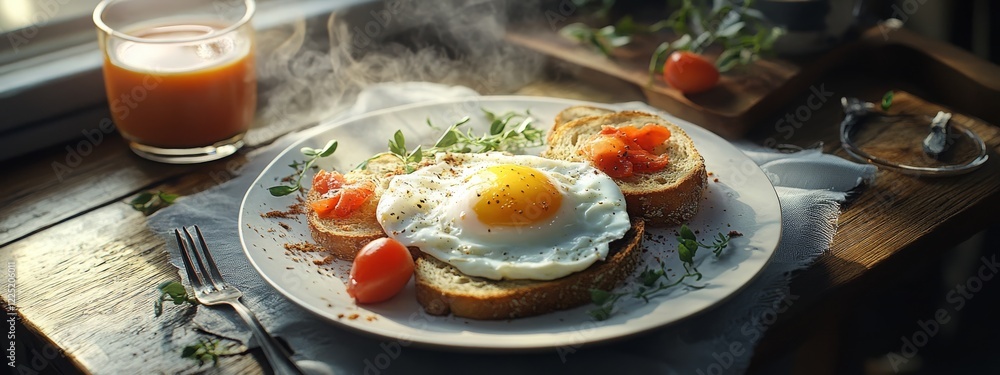 bacon and eggs on a plate, Generative AI, bacon and eggs on a plate, Generative AI,