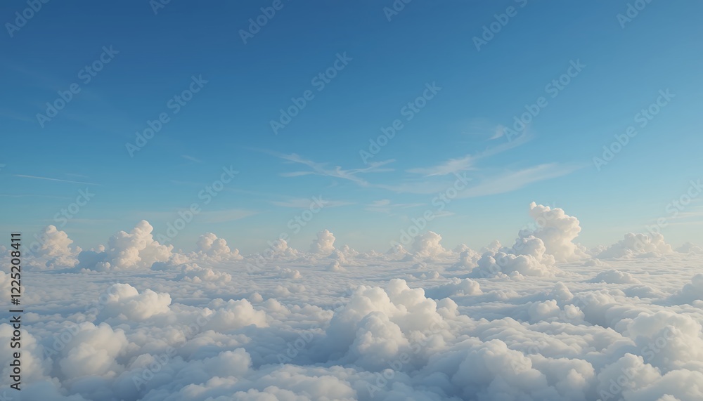 Obraz premium A majestic view of fluffy clouds extending to the horizon under a blue sky