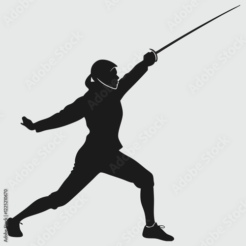 a person practicing fencing silhouette vector design art and illustration