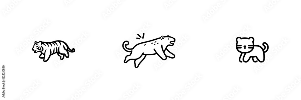 hipster label modern icon illustration of a tiger line outline logo hipster label modern icon illustration of a tiger line outline logo
