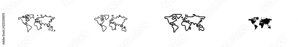 Earth planet with a modern world map, featuring a simple stylized silhouette of continents and a minimal, simplified line contour Earth planet with a modern world map, featuring a simple stylized silhouette of continents and a minimal, simplified line contour