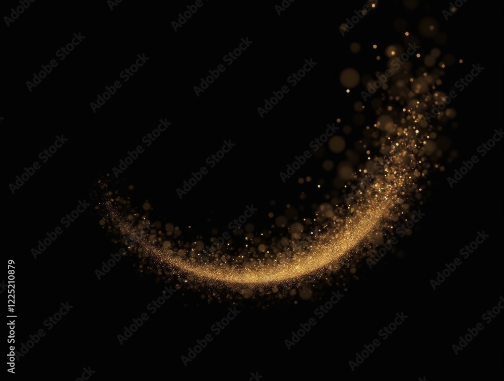 Fototapeta premium Golden Sparkle Swirl on Black Background
