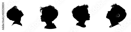 Modern illustration depicting silhouettes of a child's face, showing the outline of a baby in profile