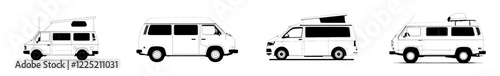 Camper van bus realistic sketch template, a cartoon modern illustration in black and white suitable for games, backgrounds, patterns, and decor. Perfect for printing on fabrics and other surfaces, or