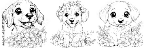 Pretty Puppy Dog coloring page designed for kids and children in preschool