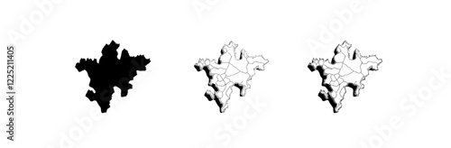 Isolated Scandinavian map icons displayed on a white background