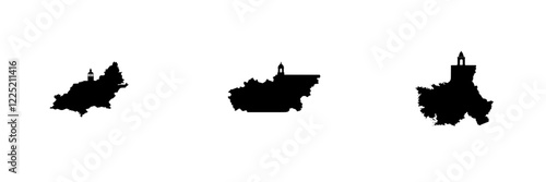 Flat concept symbol of a modern illustrated Rhode Island map shape, United States of America