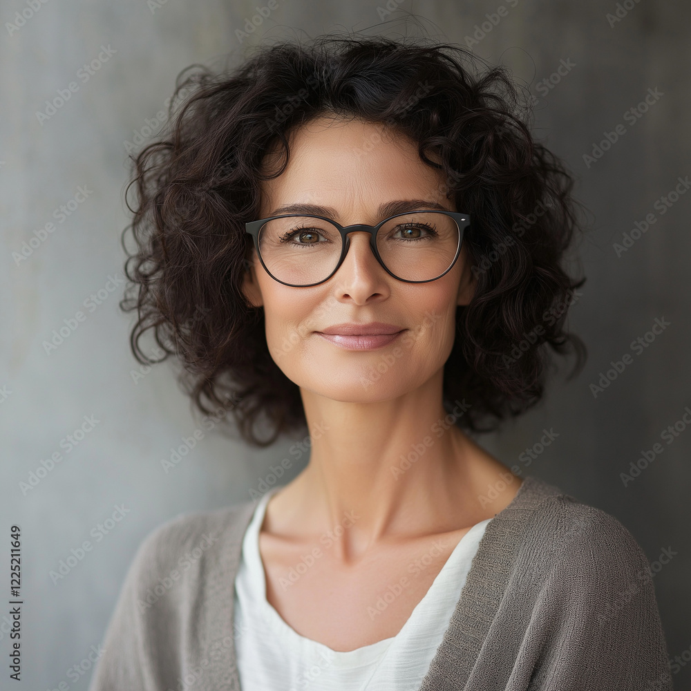 Obraz premium Portrait of a confident woman wearing glasses urban studio photography 