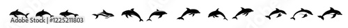 Dolphin silhouettes collection, extensive array of contemporary silhouette designs, white background