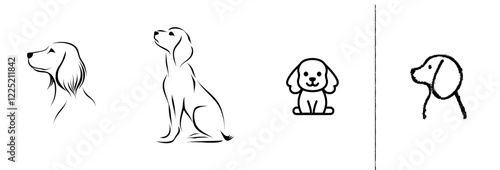 A modern line art one line sketch outline of a Cocker Spaniel dog breed animal
