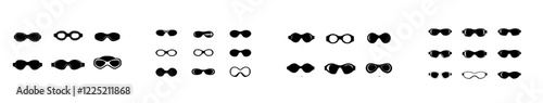 Modern art bundle of swimming goggles silhouette on a white background