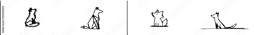 A continuous line design silhouette of a fox in a hand-drawn minimalist style, modern illustration A continuous line design silhouette of a fox in a hand-drawn minimalist style, modern illustration