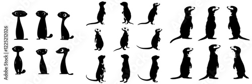 Modern Meerkat Silhouette Collection for Wildlife Designs, Safari Illustrations, and Savannah-themed Artwork