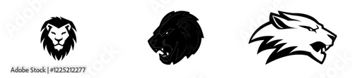 Stock  modern lion head logo silhouette illustration photo