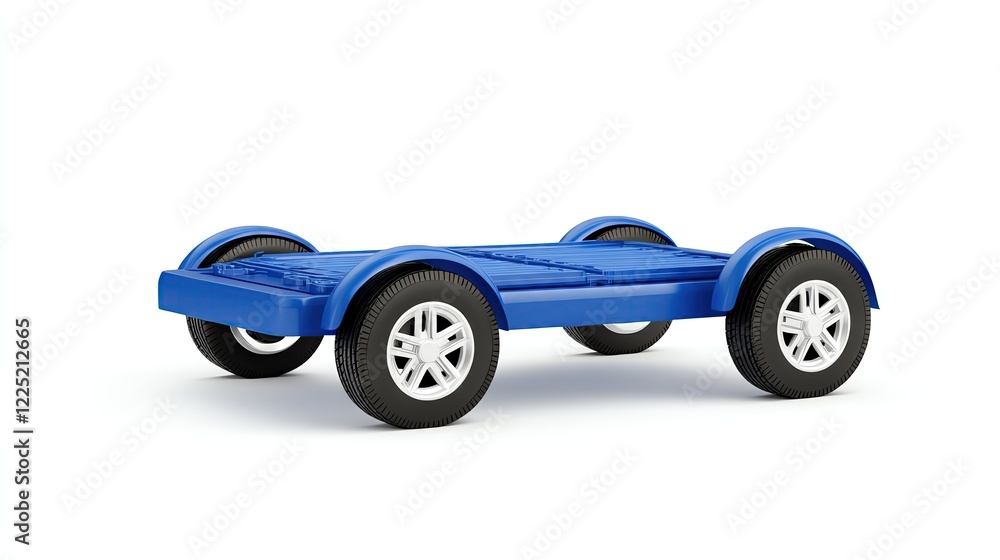 Obraz premium blueprint style Blue toy car chassis on a white background blueprint object design