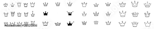 Sketch of a crown. Simple graffiti-style crown, depicting an elegant queen or king's crown, hand-drawn. Royal and imperial coronation symbols, majestic jewel tiara isolated icons in a modern