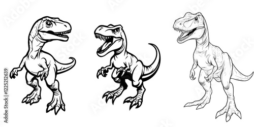 modern outline illustration of a dinosaur velociraptor