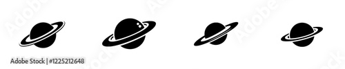 Modern depiction of Planet Saturn featuring a planetary ring silhouette against the cosmos