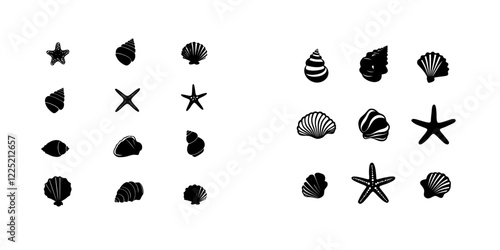 modern clipart bundles featuring seashell silhouettes