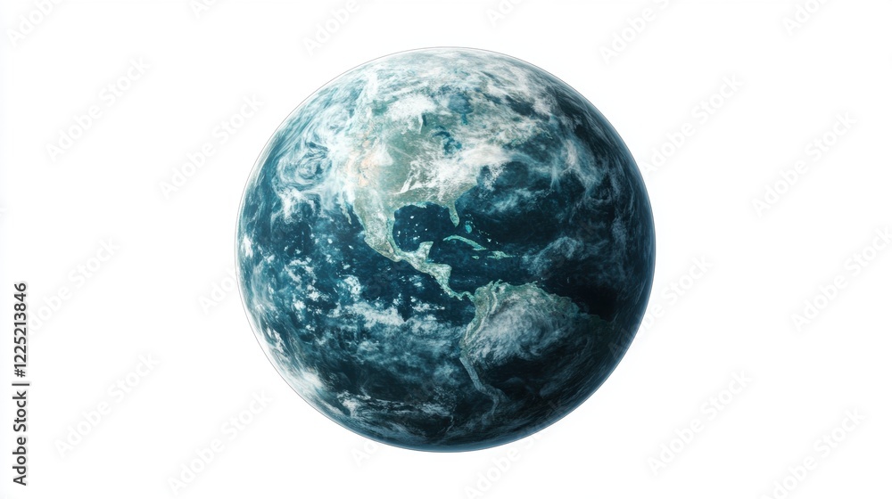 Stunning Blue Earth Globe View from Space with Clouds and Oceans Stunning Blue Earth Globe View from Space with Clouds and Oceans