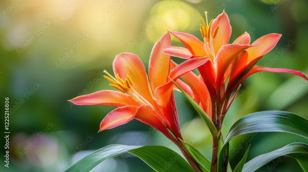 Fototapeta premium Vibrant Tropical Flowers in Lush Garden Blooming with Natural Beauty