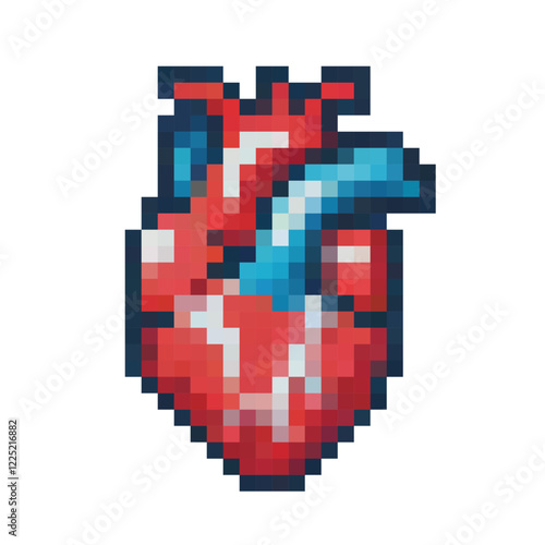 Human heart. Pixel art. Vector icon