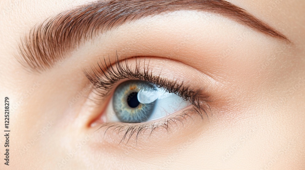 Fototapeta premium Captivating Blue Eyed Beauty with Flawless Makeup and Lush Eyelashes