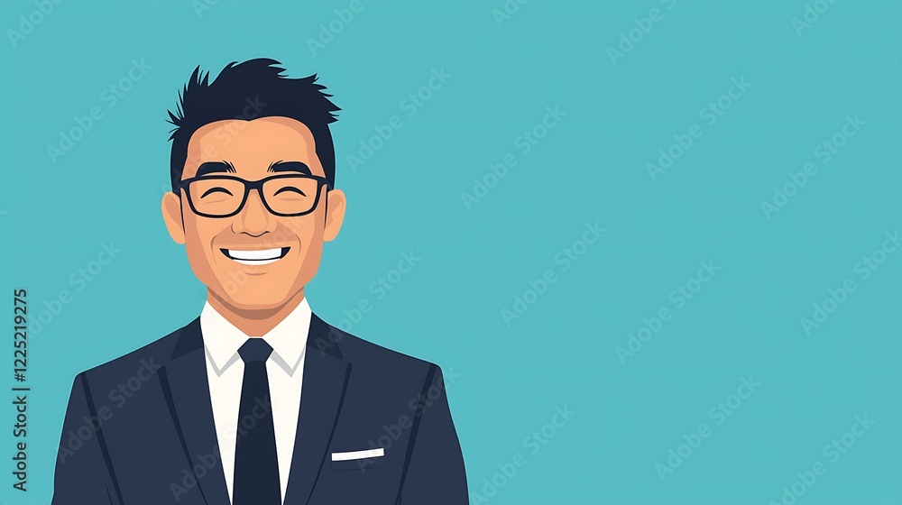 Happy Businessman in a Suit Against a Blue Background Happy Businessman in a Suit Against a Blue Background