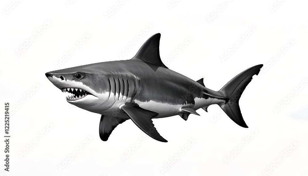 Fototapeta premium Simple shark with sharp teeth and fins