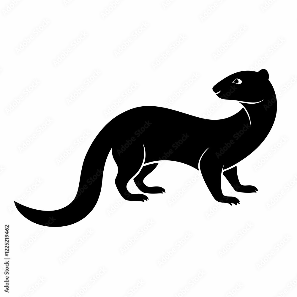 silhouette vector illustration of Mongooseisolated on white background silhouette vector illustration of Mongooseisolated on white background