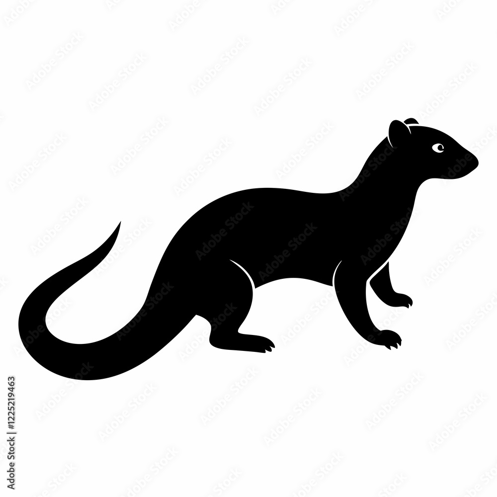 silhouette vector illustration of Mongooseisolated on white background silhouette vector illustration of Mongooseisolated on white background