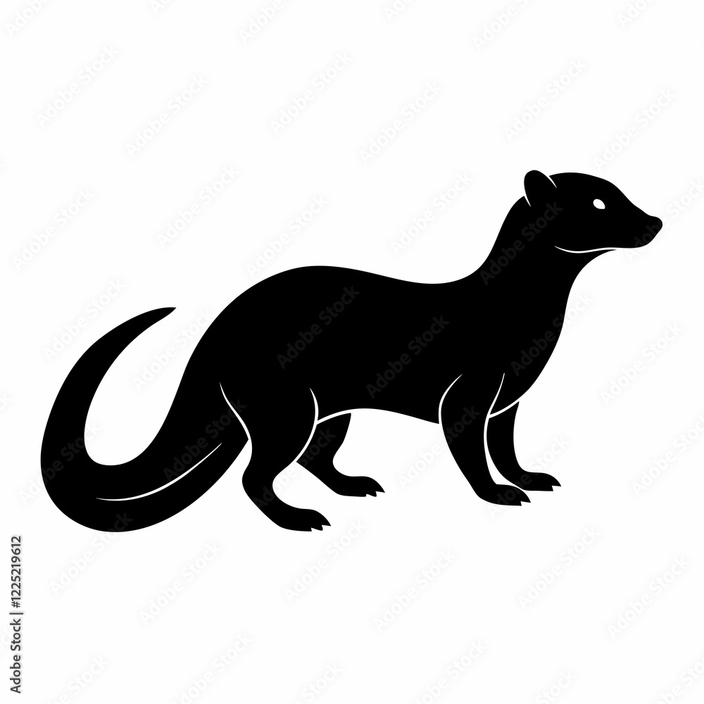 silhouette vector illustration of Mongooseisolated on white background silhouette vector illustration of Mongooseisolated on white background