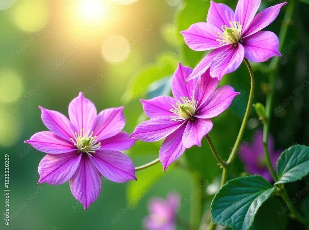 Stunning Clematis in Garden - Summer Bloom Stunning Clematis in Garden - Summer Bloom