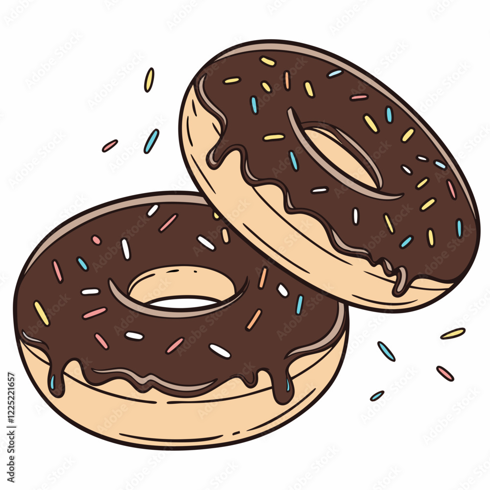 Two chocolate donuts isolated on white background. Two chocolate donuts isolated on white background.