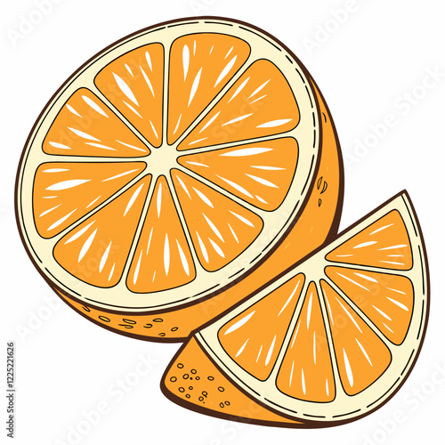fresh orange slice isolated on white background.