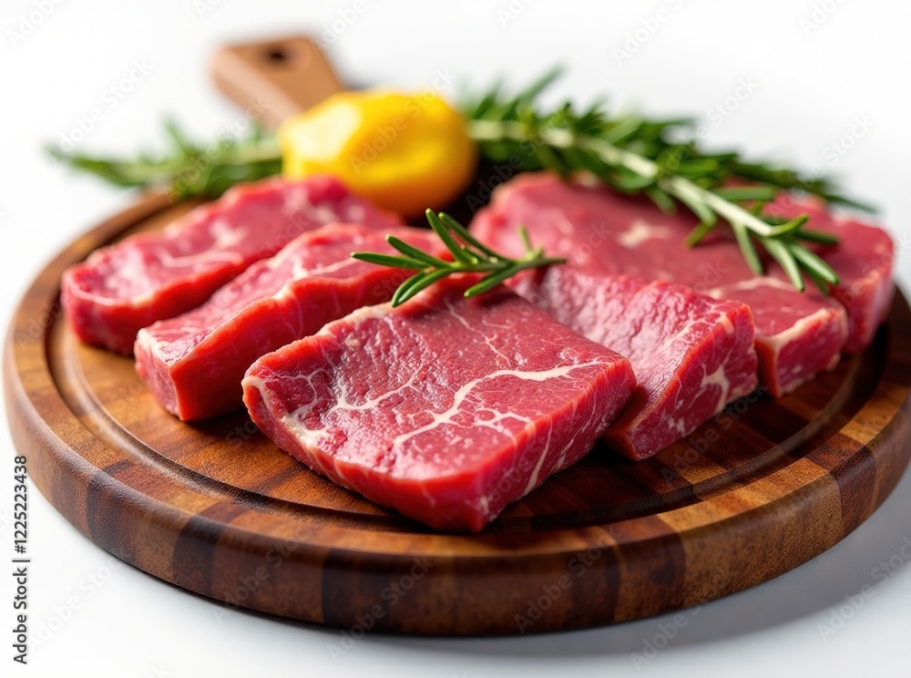 Grilled Beef Cuts, Rustic Board, Herbs, Mustard Grilled Beef Cuts, Rustic Board, Herbs, Mustard