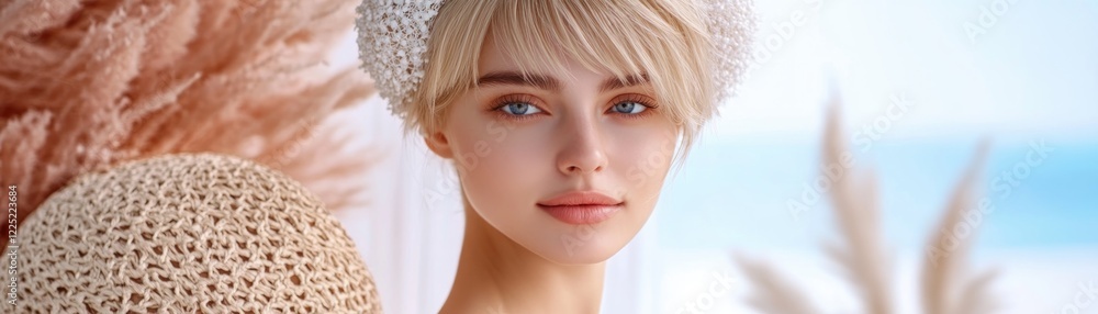 Explore the allure of vibrant blonde hair in a chic, modern setting This image showcases a stunning look with a soft, light blonde hue, complemented by a luxurious backdrop Perfect for fashion Explore the allure of vibrant blonde hair in a chic, modern setting This image showcases a stunning look with a soft, light blonde hue, complemented by a luxurious backdrop Perfect for fashion