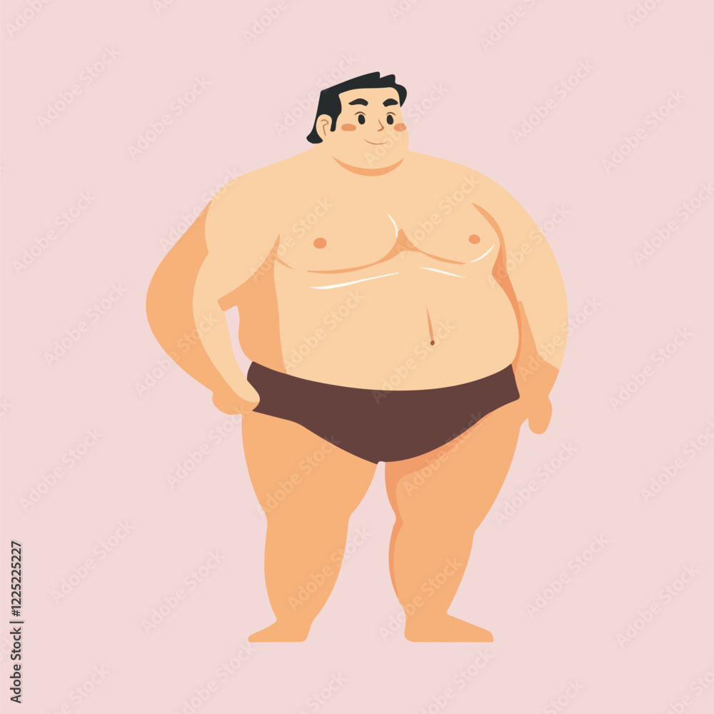Fototapeta premium sumo wrestler in a fighting stance vector illustration 