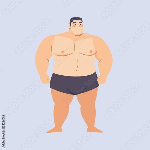sumo wrestler in a fighting stance vector illustration 