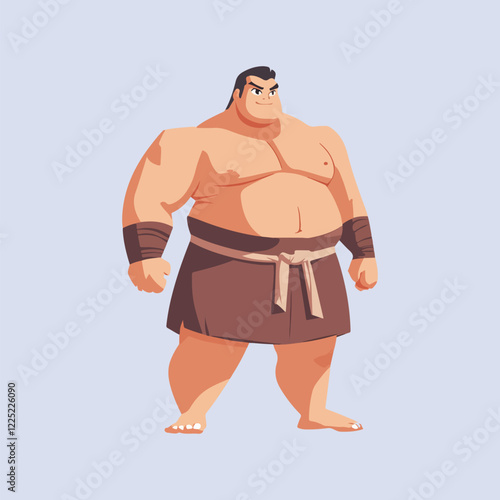 sumo wrestler in a fighting stance vector illustration 