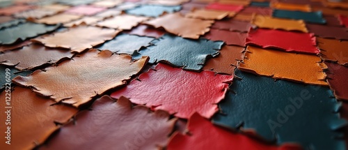 Obraz  z motywem Close-up Leather Patchwork, Bold Colors, High-Resolution