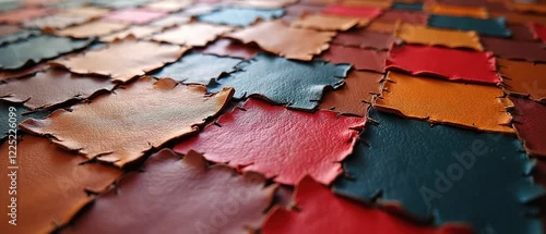 Obraz  z motywem Close-up Leather Patchwork, Bold Colors, High-Resolution
