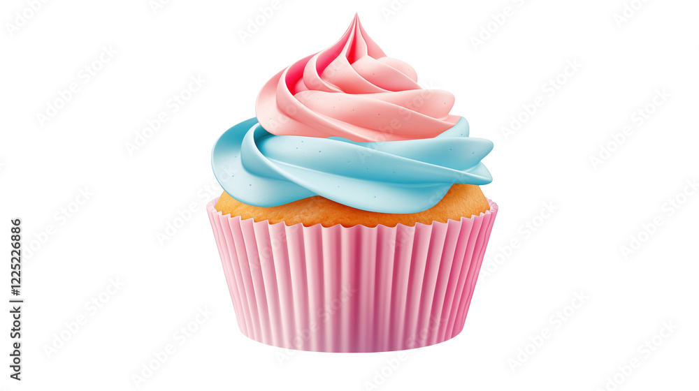 Delicious Pink and Blue Swirl Cupcake Image isolated on transparent background Delicious Pink and Blue Swirl Cupcake Image isolated on transparent background