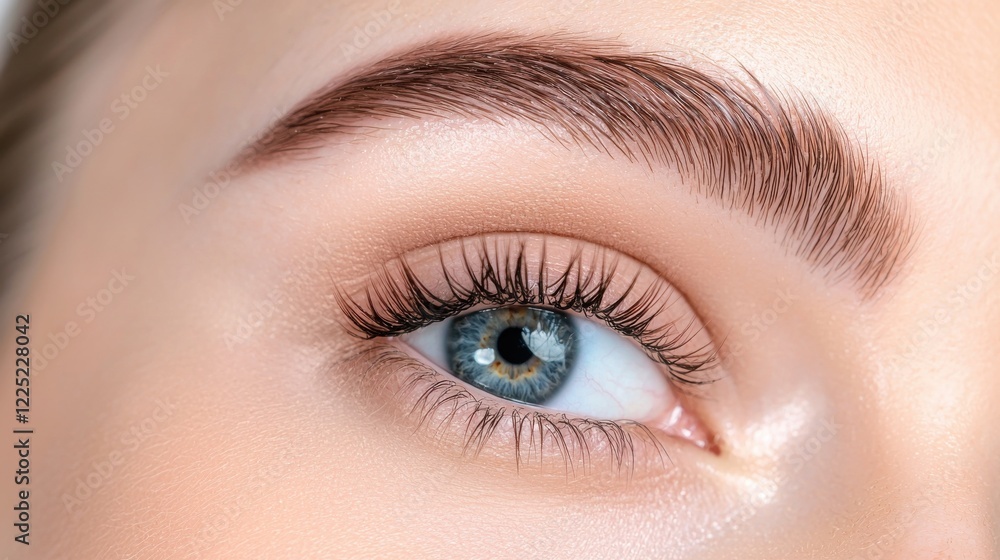 Obraz premium Captivating Gaze of a Beautifully Styled Woman with Dramatic Eyelashes and Meticulously Groomed Eyebrows