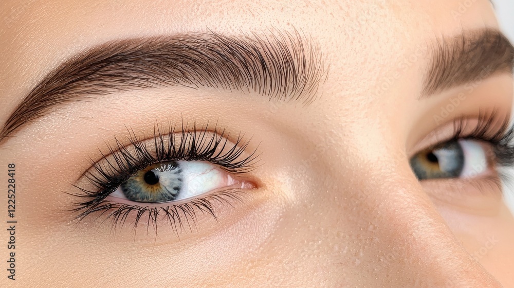 Obraz premium Closeup of a Captivating Woman s Eyes with Elegant Makeup and Flawless Skin