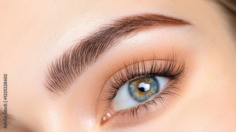 Obraz premium Closeup of a Woman s Serene and Captivating Blue Eyes with Elegant Makeup and Lashes