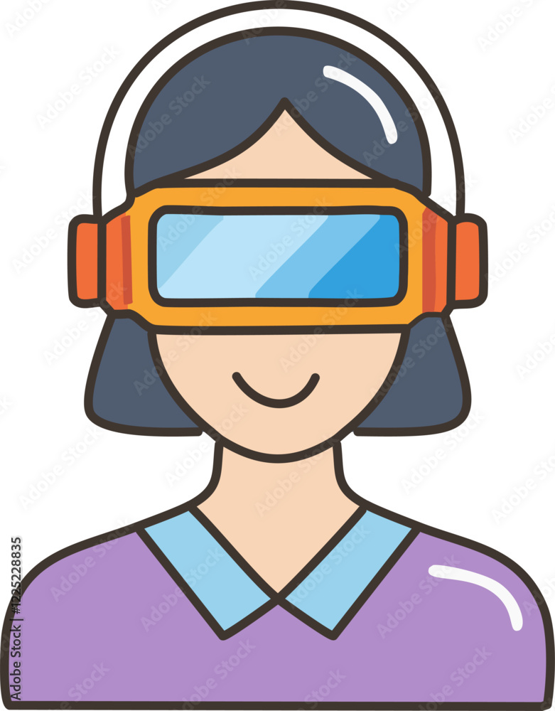 Girl uses augmented reality thanks to modern glasses minimal vector Ilustration Girl uses augmented reality thanks to modern glasses minimal vector Ilustration