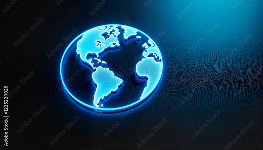 Glowing blue Earth globe on dark background, Earth Day Theme Glowing blue Earth globe on dark background, Earth Day Theme